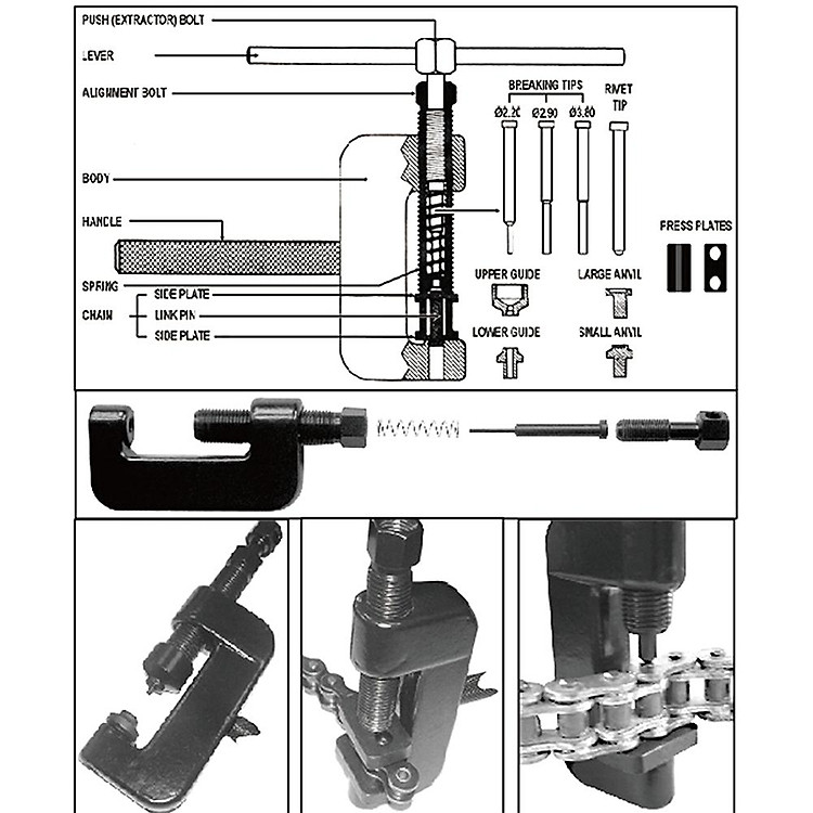 Motorcycle/Bicycle Chain Breaker Splitter Riveting Tool Repair Tools Set