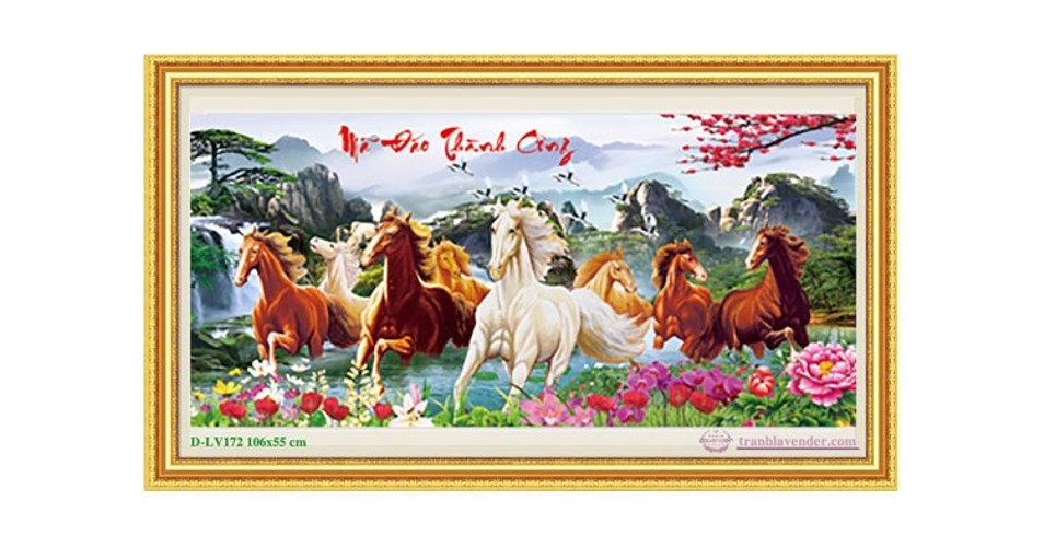 Tranh đính đá mã đáo thành công LV172 106 x 55 cm chưa đính