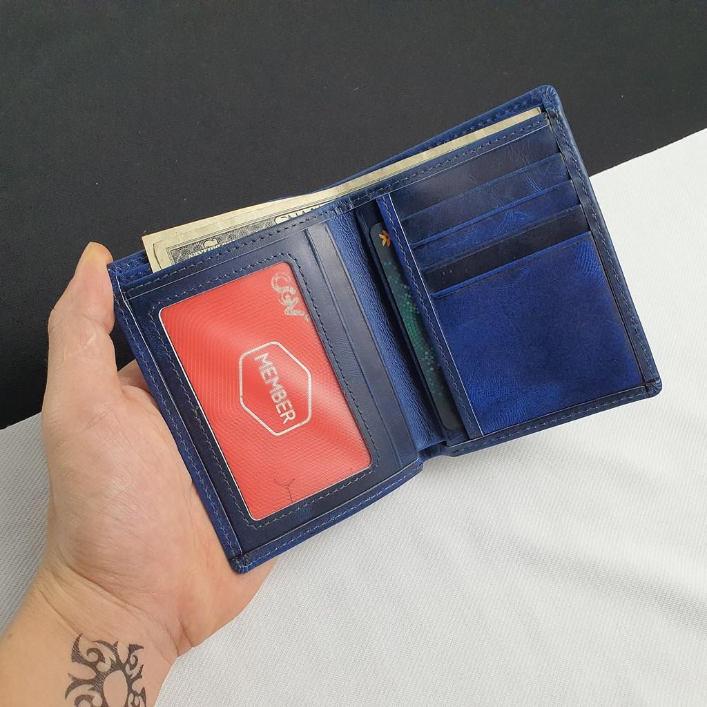 Ví Ngang Pullup Wax WS107 Xanh Navy - Ví Nam Da Thật 100%
