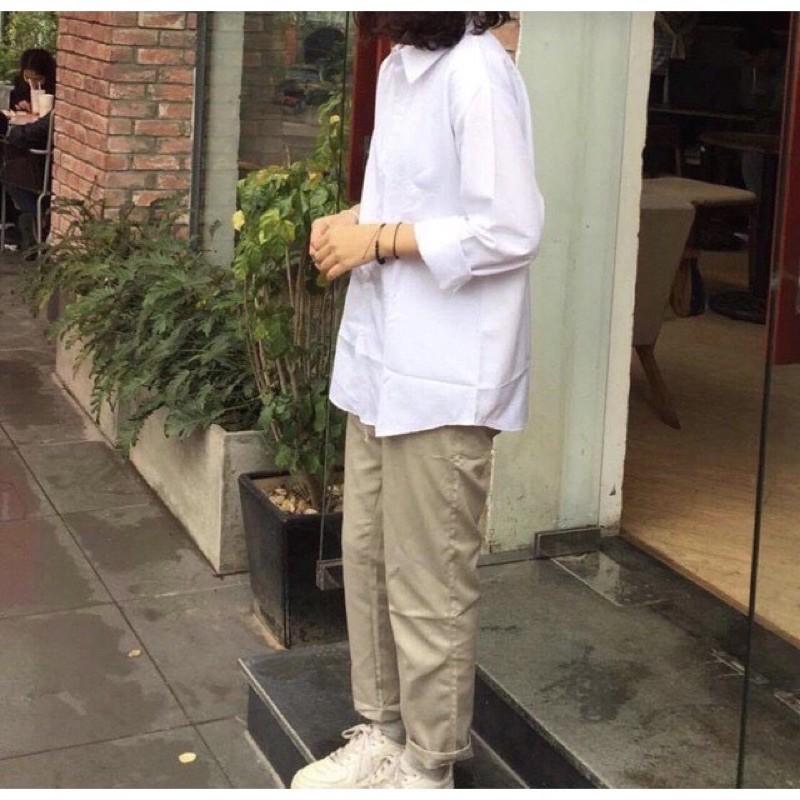 Sét sơ mi dài tay + quần kaki xuông