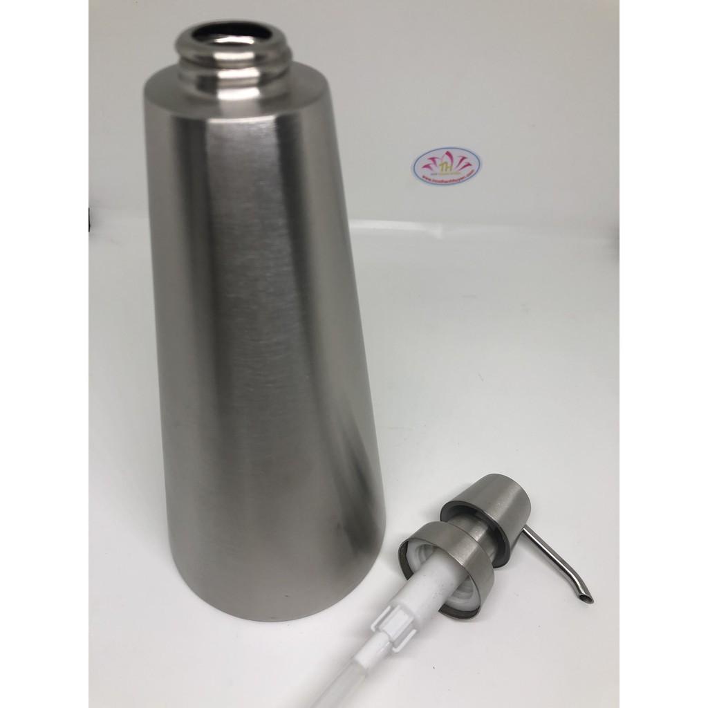 Bình inox 304 đựng xà phòng rửa tay, dầu gội, sữa tắm, nước rửa chén tiện lợi an toàn 500ml or 750ml Hcm