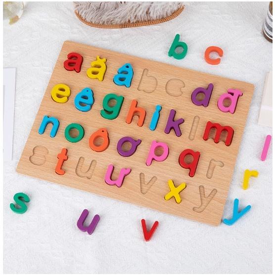 Combo 3 Đồ chơi bảng đồ chơi chữ cái bằng gỗ nổi tiếng việt in hoa, in thường và 20 số thông minh cho bé