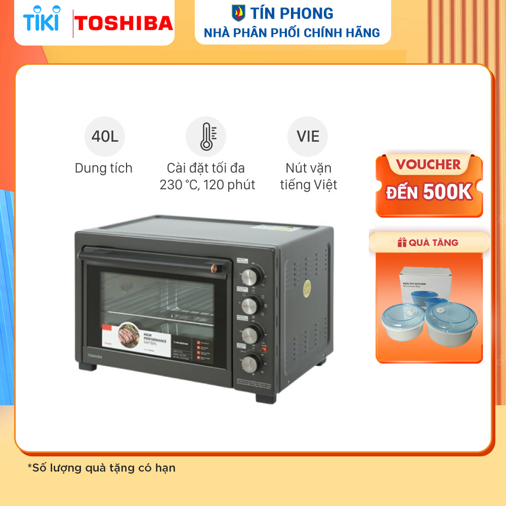 Lò Nướng Toshiba TL-MC40EZF(GR) - Dung tích 40 lít - Đèn báo hoạt động - Mặt kính 2 lớp - Quạt đối lưu - Hàng chính hãng