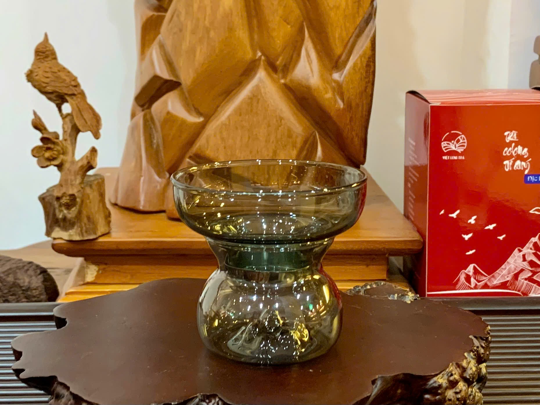 LỌC TRÀ THỦY TINH CAO CẤP - HOẠ TIẾT ĐỒI NÚI ĐỘC ĐÁO - LƯỚI LỌC INOX KHÔNG GỈ
