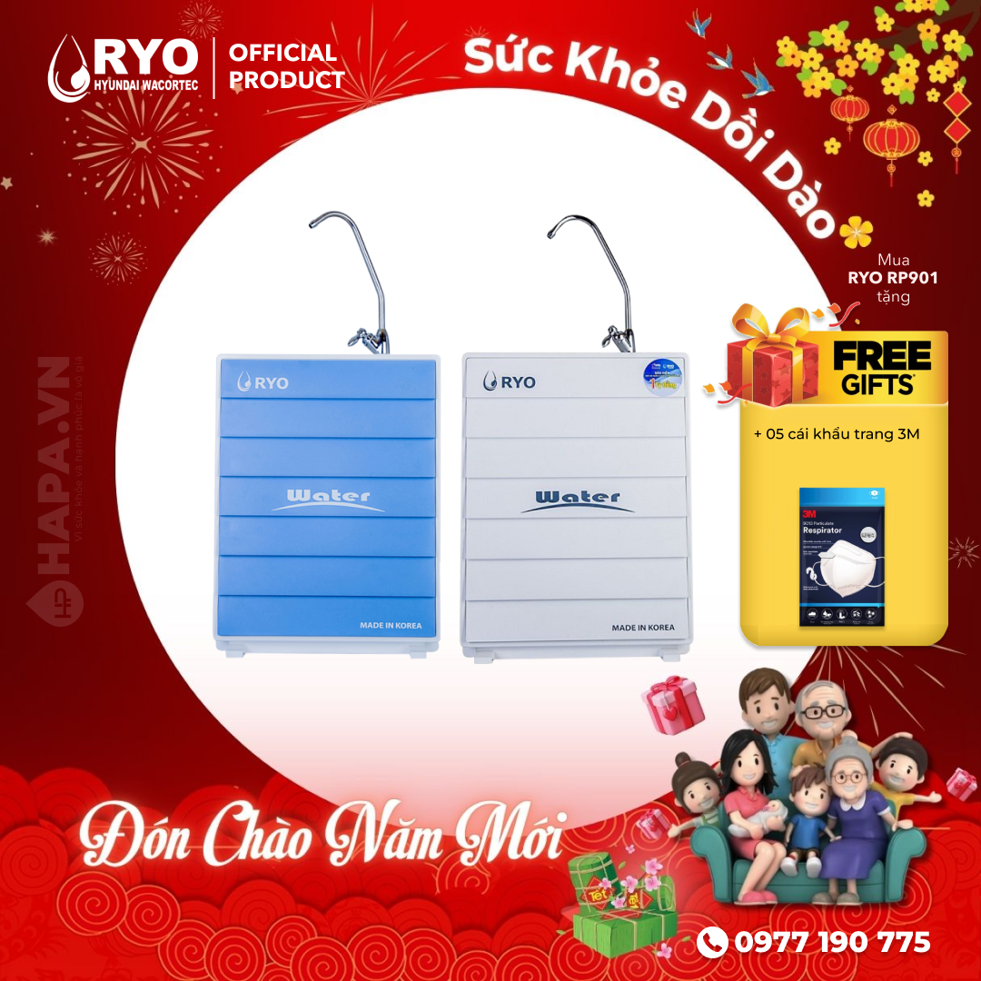 Máy Lọc Nước RYO Hyundai RP901 Chuẩn Nước Khoáng Uống Trực Tiếp - Công Nghệ UF 5 Cấp Lọc, Nhập Khẩu Hàn Quốc - Hàng Chính Hãng