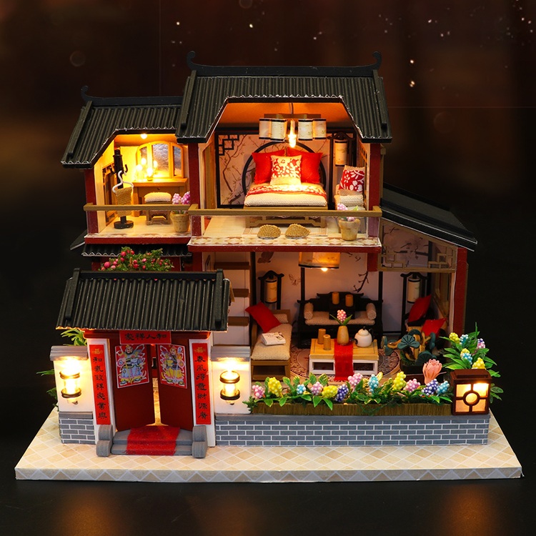 Mô hình nhà DIY Doll House Auspicious Sign Loft Kèm Mica Chống bụi và Bộ công cụ lắp ráp