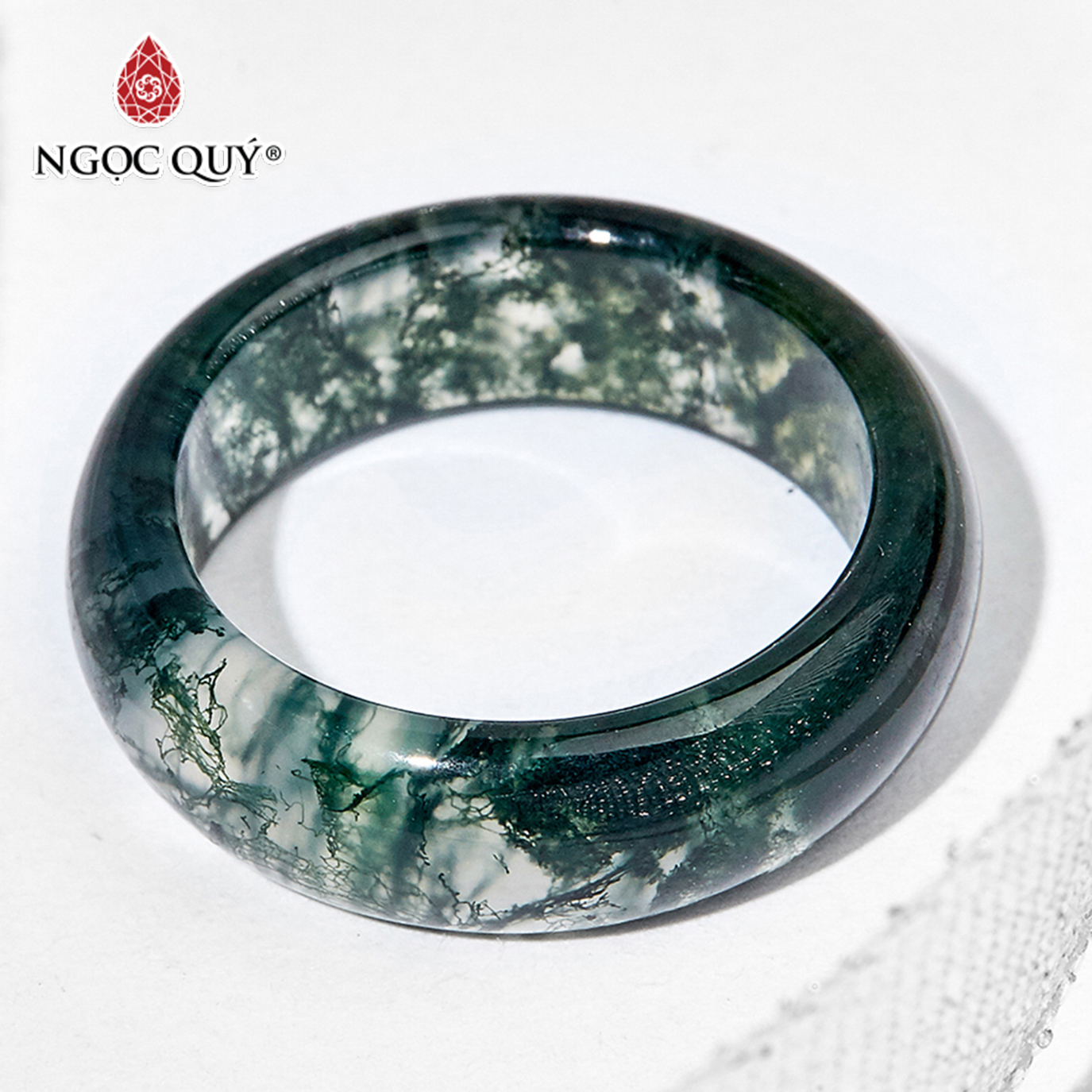 Nhẫn đá băng ngọc thủy tảo đồng điếu nhỏ mệnh hỏa,mộc - Ngọc Quý Gemstones