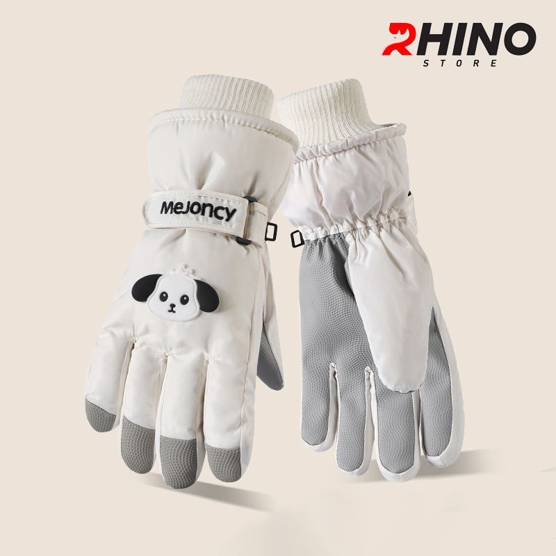 Găng tay, bao tay Nữ mùa đông lót lông cừu Rhino G907 giữ ấm, chống gió logo cute