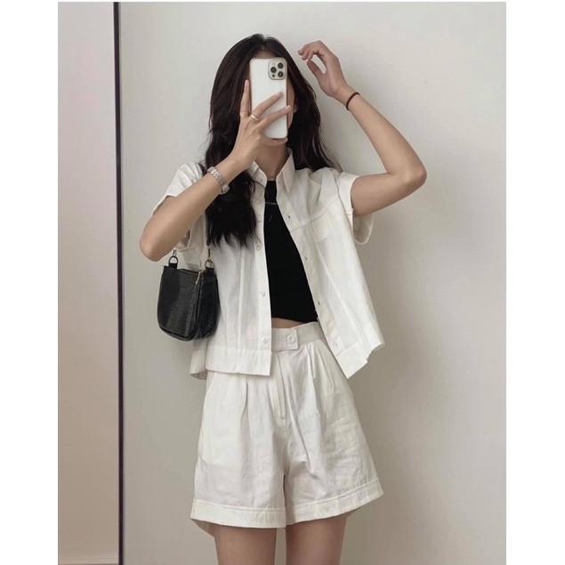 Set bộ đồ croptop chất thô