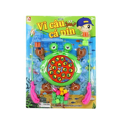 Vỉ đồ chơi câu cá 2 cần 15 cá hình cá dùng pin có nhạc tiếng Việt ,tặng pin.