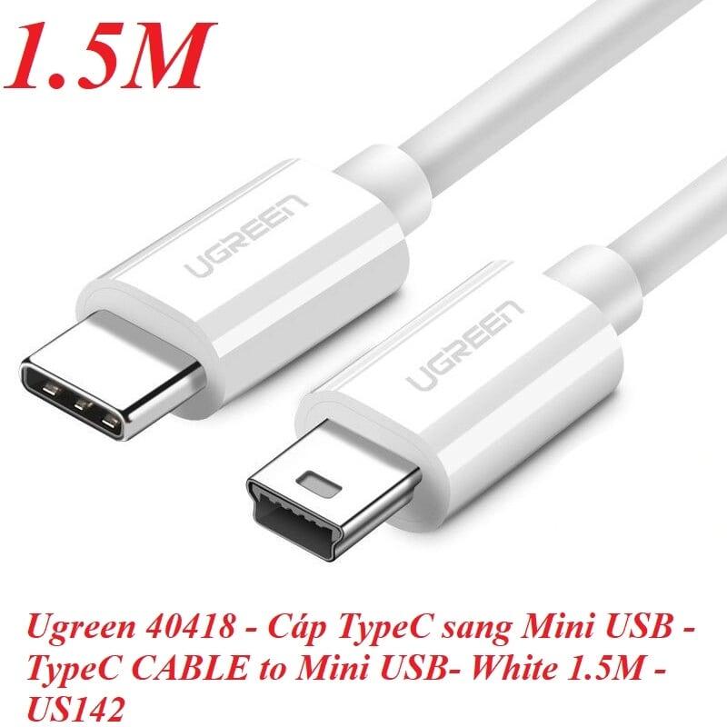 Ugreen UG40418US142TK 1.5M màu trắng Dây USB Type-C sang mini USB - HÀNG CHÍNH HÃNG