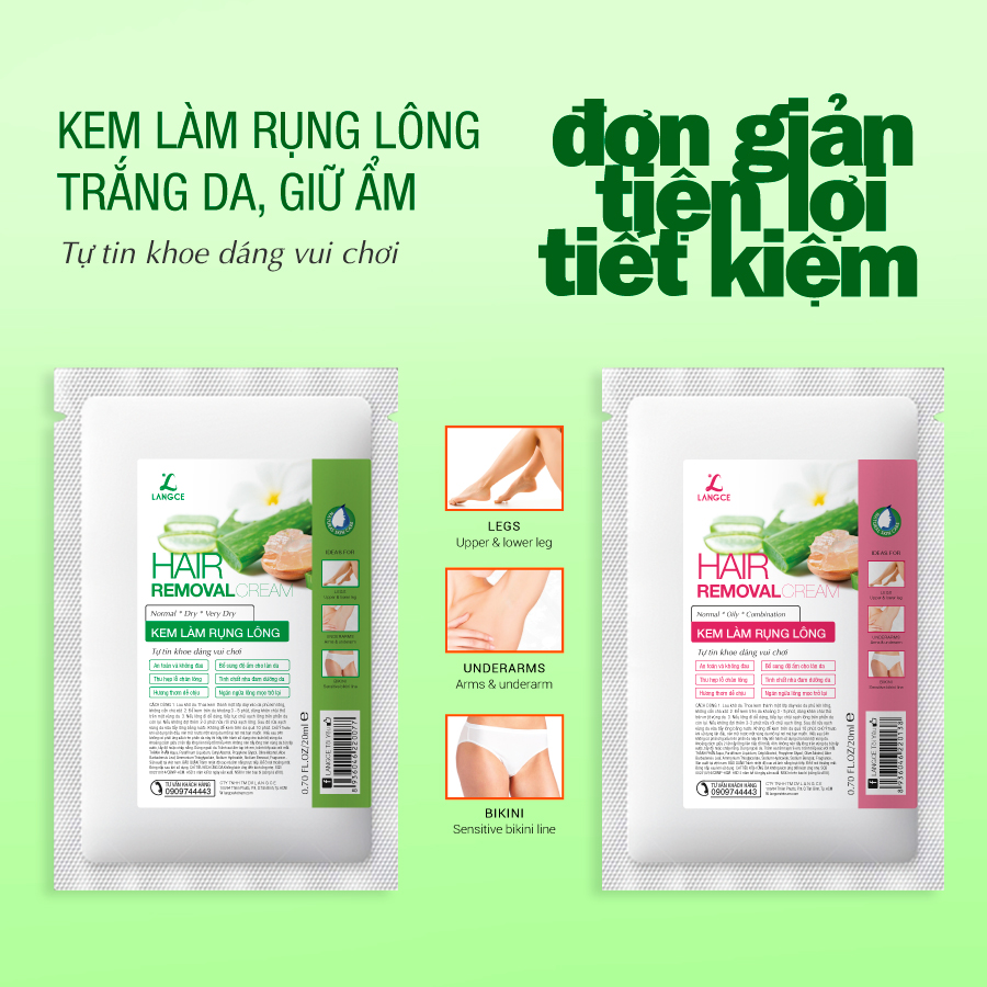 KEM LÀM RỤNG LÔNG TRẮNG DA GIỮ ẨM DA KHÔ 20ml LANGCE