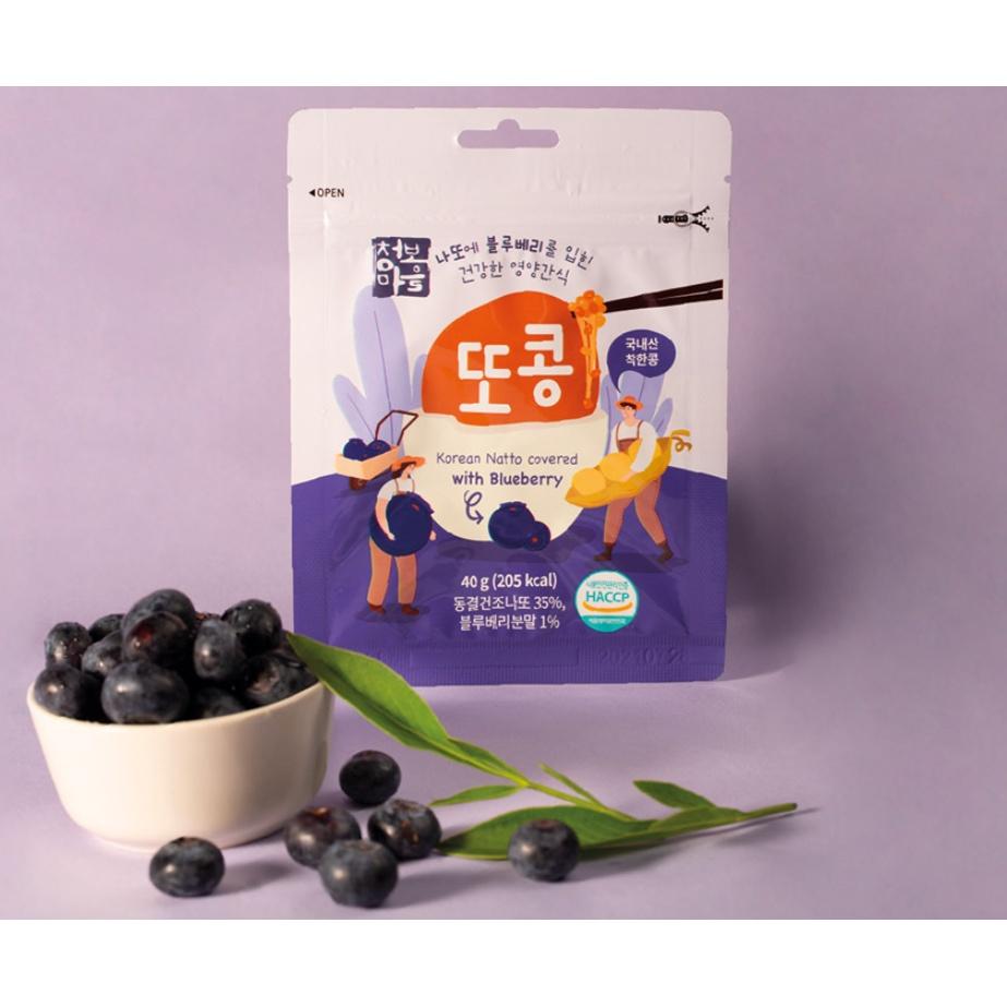 Snack Viên Việt Quất Mix Đậu Nành Lên Men Hàn Quốc TOKONG Blueberry Korea 40g