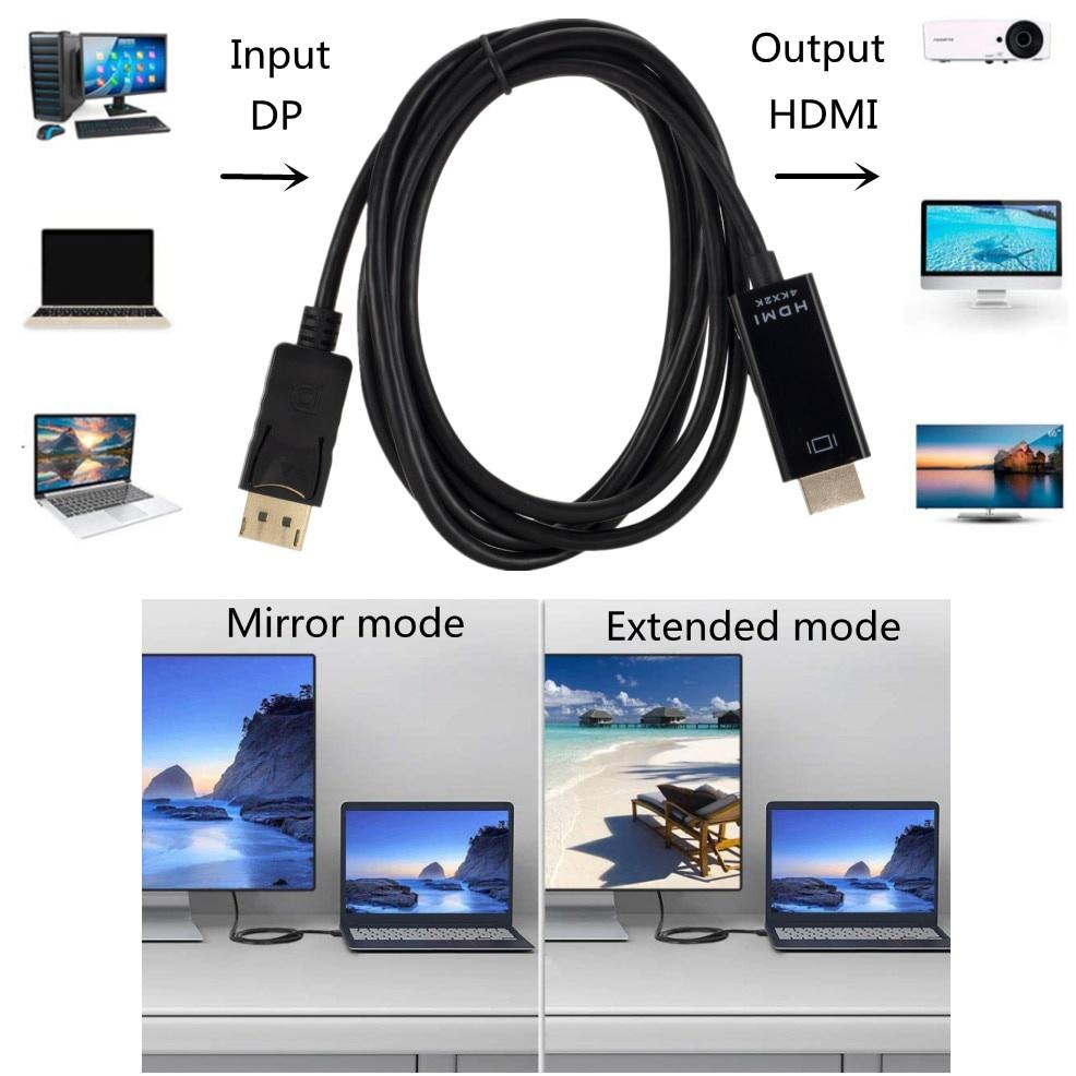 4K x 2K DisplayPort to HDMI-compatible Adapter Converter Display Port Male DP to Male HD TV Cable Adapter Video Audio For PC TV