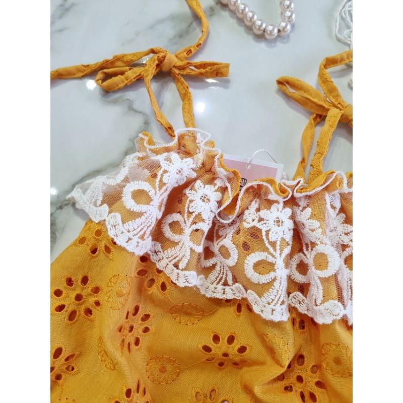 Combo 3 món body 2 dây vàng kèm nơ và bao chân cho bé siêu dễ thương luôn ạ