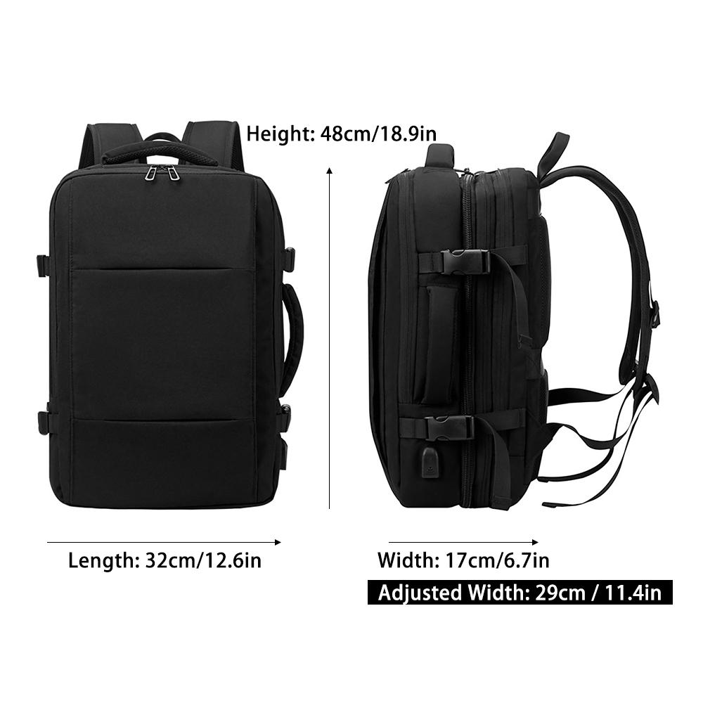 Ba lô mang theo có thể mở rộng với cổng sạc USB Ba lô du lịch Weekender phù hợp với máy tính xách tay 15,6 inch cho nam và nữ