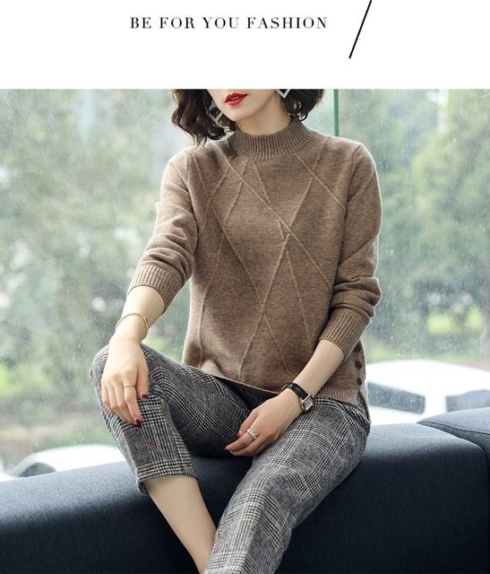 MS085 Áo len cao cổ xẻ tà siêu mềm