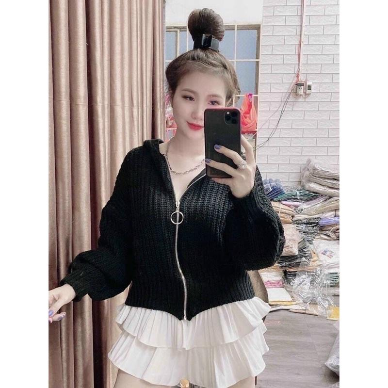 Áo len mũ khoá trơn hot hit hàng QC