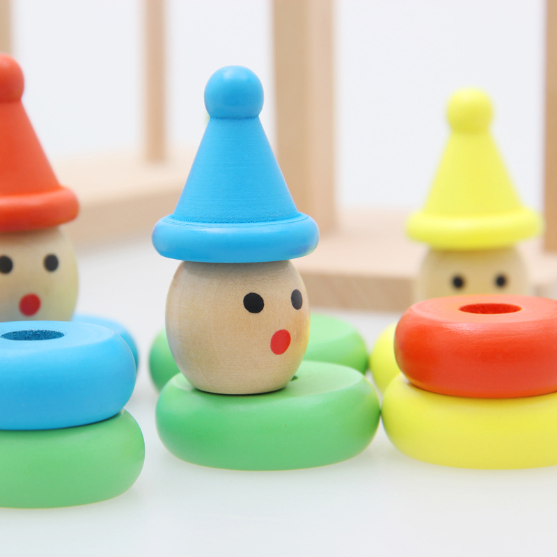 Đồ chơi bập bênh 4 chú hề bằng gỗ đồ chơi thông minh phát triển tư duy kỹ năng cơ bản cho bé