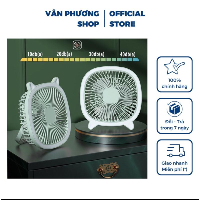 Quạt tích điện treo tường mini cầm tay quạt sạc điện có đèn để bàn Vân PHương Shop - Hàng Chính Hãng
