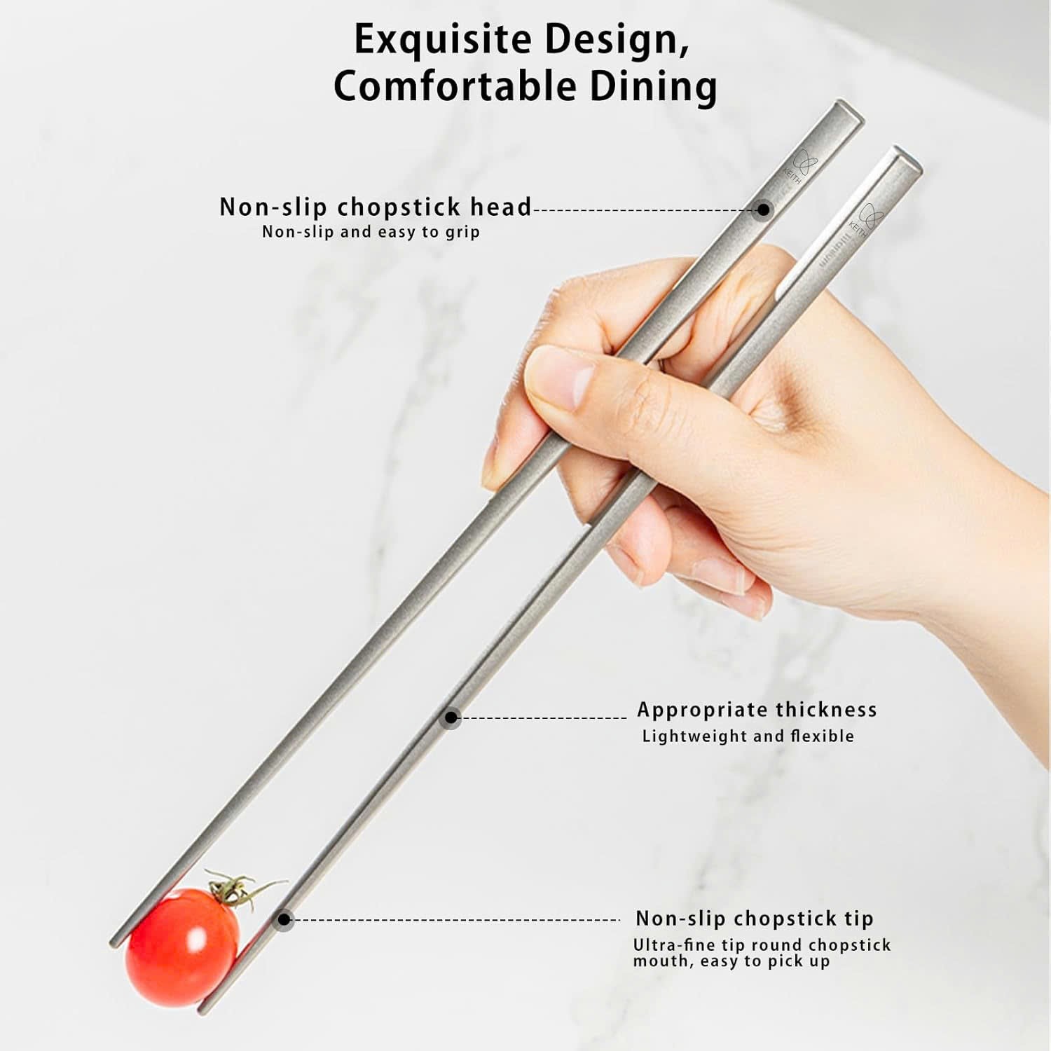 Đũa tròn Titanium Chopsticks KEITH Titanium Ti5625 - dài 19cm