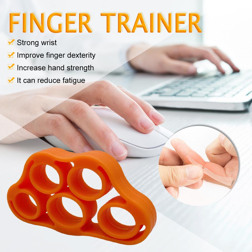 5 ngón tay cường độ mạnh nắm tay dải đàn hồi silicon đeo tay đeo tay mini cơ bắp di động để đào tạo phục hồi chức năng Color: Black 8.8LB