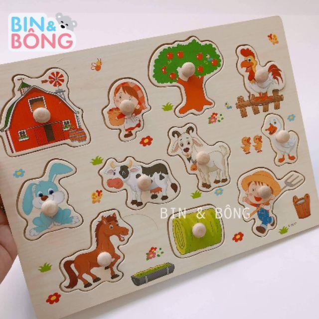 Bảng Núm gỗ cho bé mẫu nông trai 14