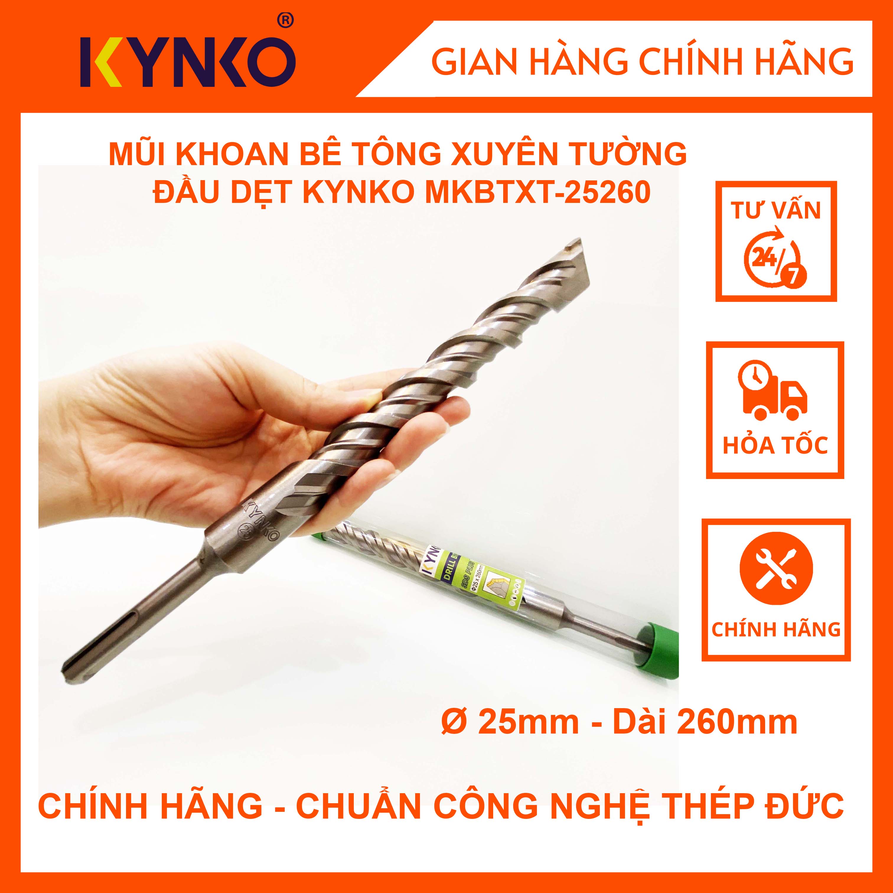 MŨI KHOAN BÊ TÔNG XUYÊN TƯỜNG ĐẦU DẸT KYNKO MKBTXT-25260