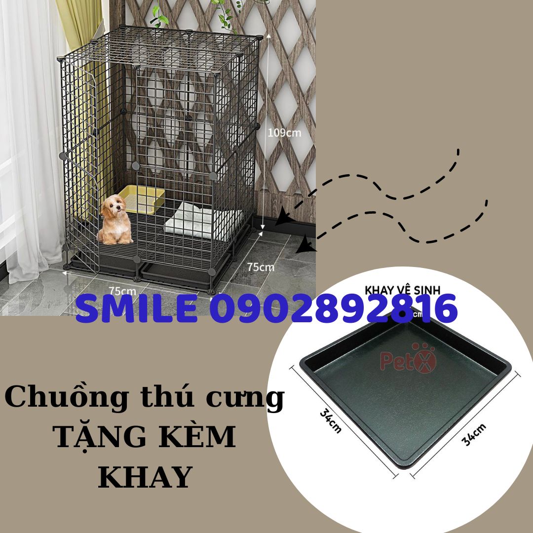 [FREESHIP] MẪU CHUỒNG, LỒNG LẮP GHÉP LƯỚI THÉP DÀNH CHO THÚ CƯNG CHÓ MÈO (TẶNG KÈM KHAY ĐEN)