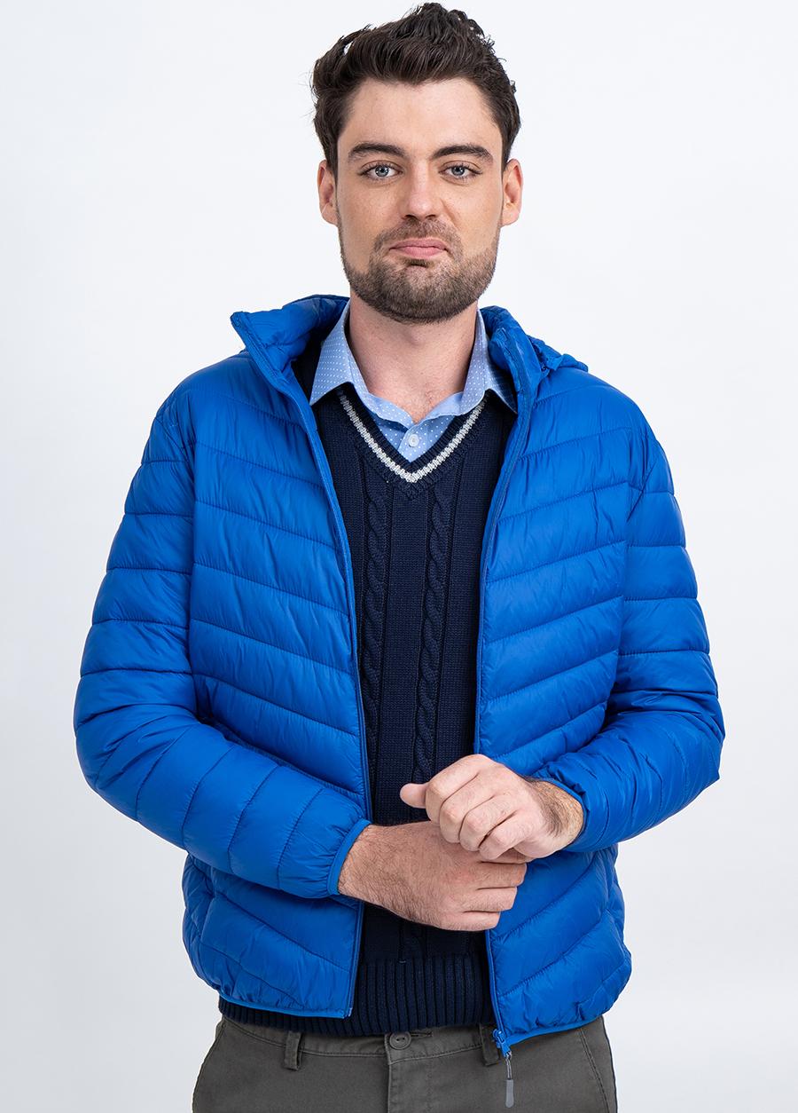 Áo Jacket nam Novelty 03 lớp lông vũ màu xanh Coban NJKMMTMNLR1805334