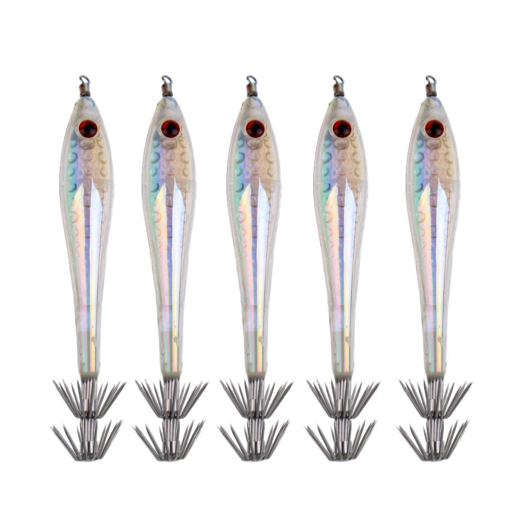 10pcs Luminous Fishing Lure Bait Squid Jig Hook Glow in Dark for Sleeve-Fish Octopus Cuttlefish