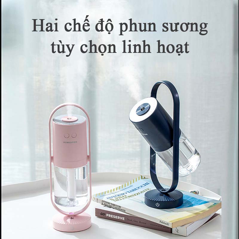 Máy Phun Sương Tạo Ẩm Không Khí Xông Tinh Dầu Mini Để Bàn Phantom Có Đèn Led RGB Đổi Màu Xoay 360 Độ Máy Lọc Không Khí Mini Kiêm Đèn Ngủ Tạo Độ Ẩm Có Ion Âm Dưỡng Ẩm Da Thơm Phòng Và Đuổi Muỗi Sạc USB Tiện Lợi