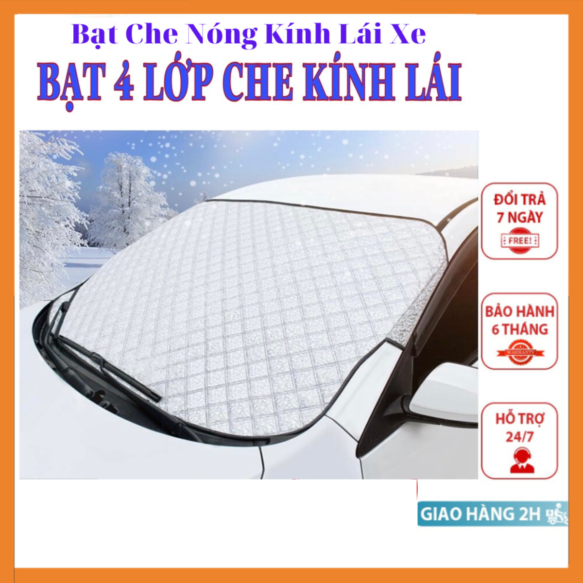 Bạt che nắng kính lái ô tô 4 lớp tráng bạc cách nhiệt chống tia uv bảo vệ nội thất ô tô hiệu quả