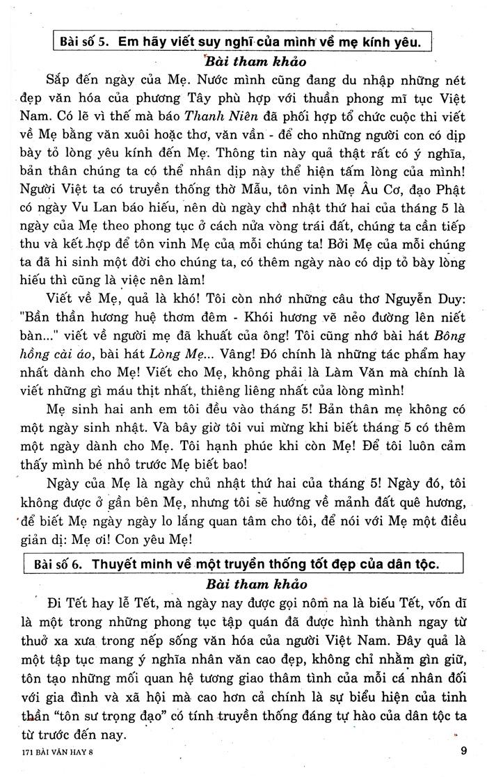 171 Bài Văn Hay Lớp 8 - Tái Bản