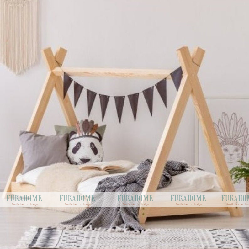 GIƯỜNG TRẺ EM KIỂU LỀU TEEPEE MONTESSORI CHÂN CAO - KB02