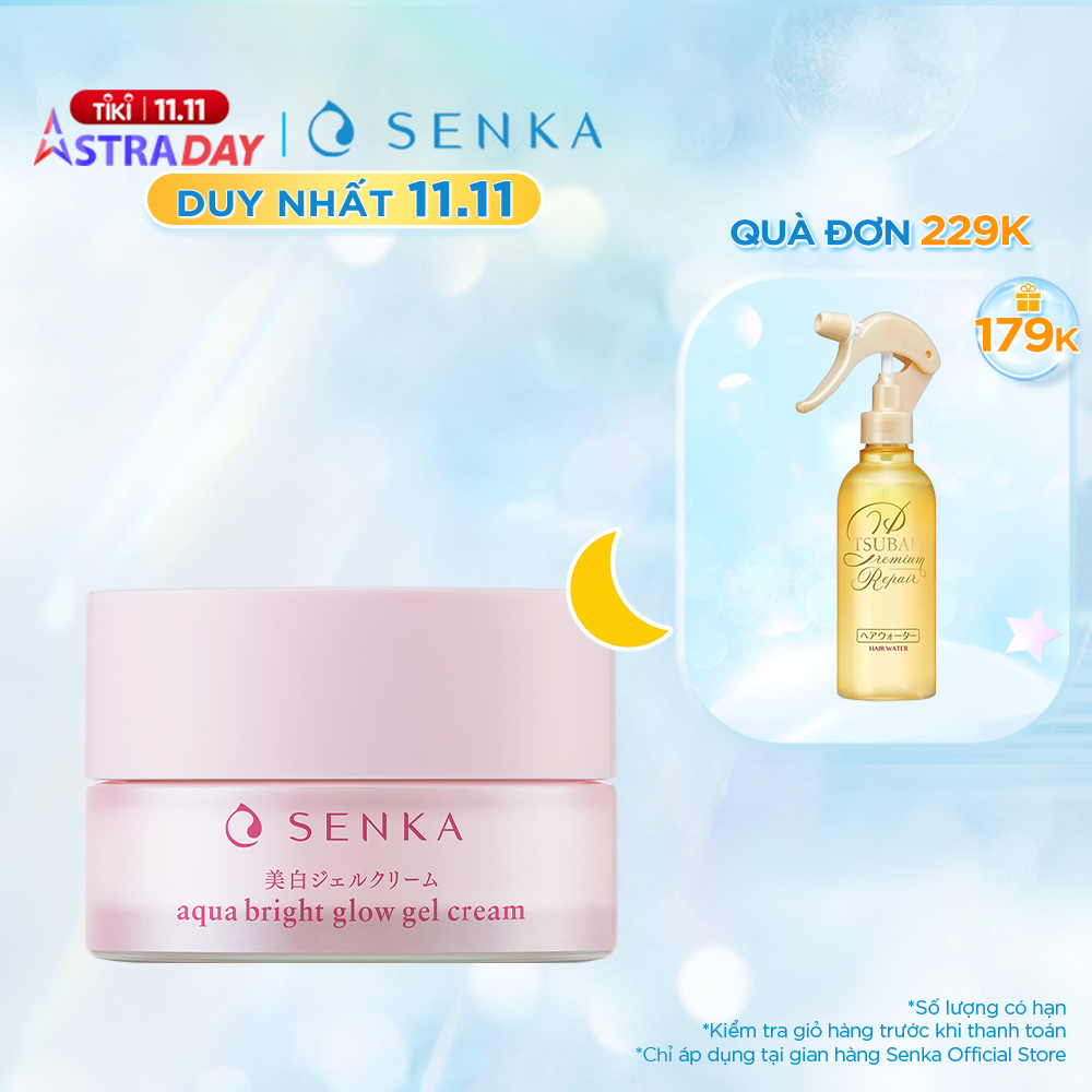 [HOT DEAL] Kem Dưỡng Da Trắng Hồng ban đêm Giảm Thâm Sạm Không Cồn dạng gel SENKA AQUA BRIGHT GLOW GEL CREAM 50g - 15538