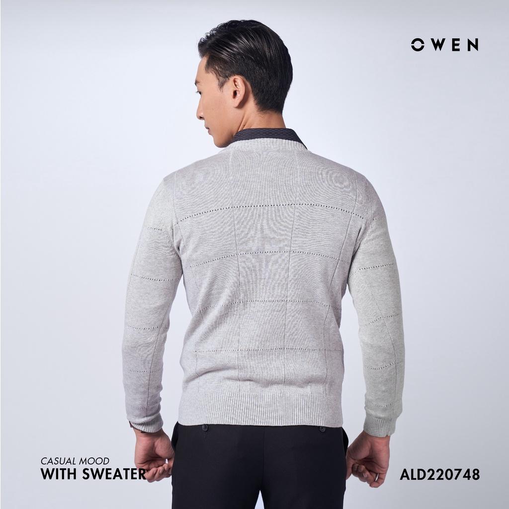 Áo len nam OWEN cổ tròn sợi cotton giữ ấm tốt, không xù mã ALD220748