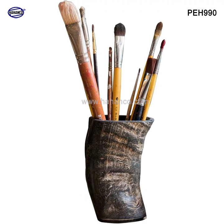 Ống cắm bút bằng ống sừng Trâu (PEH990) Trang trí nghệ thuật phong cách cổ điển, độc đáo