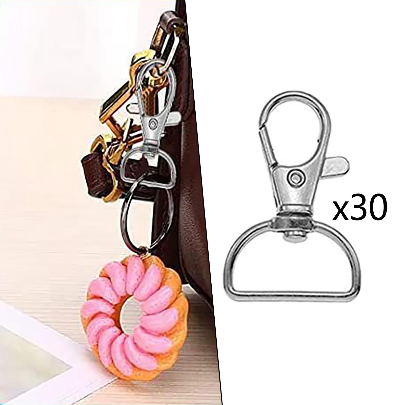 30x Rotary Lobster Clasp Set Belt Key Chain Keychain Clip Hooks with D Rings