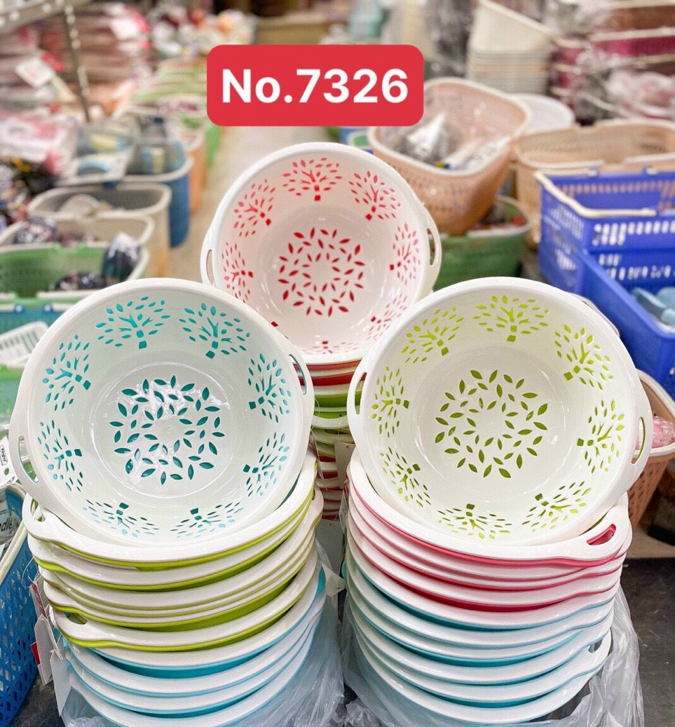 Bộ chậu rổ rửa rau, hoa quả bằng nhựa cao cấp mắt cây - TH17
