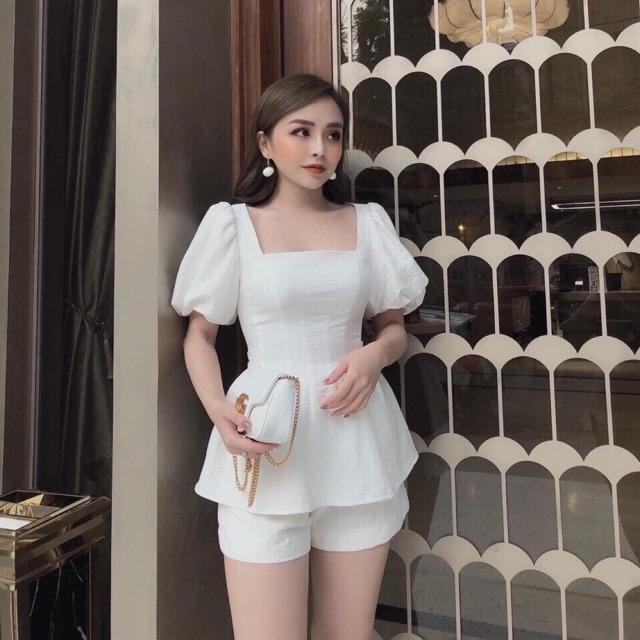 Sét bộ đũi cổ vuông cột nơ sau siêu xinh
