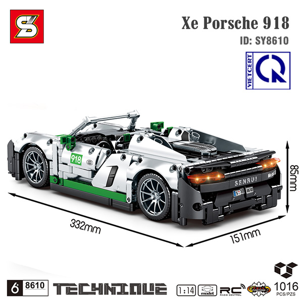 Bộ đồ chơi lắp ghép, xếp hình Siêu xe Porsche 918 - SY BLOCK SY8610 ( có 2 bản)