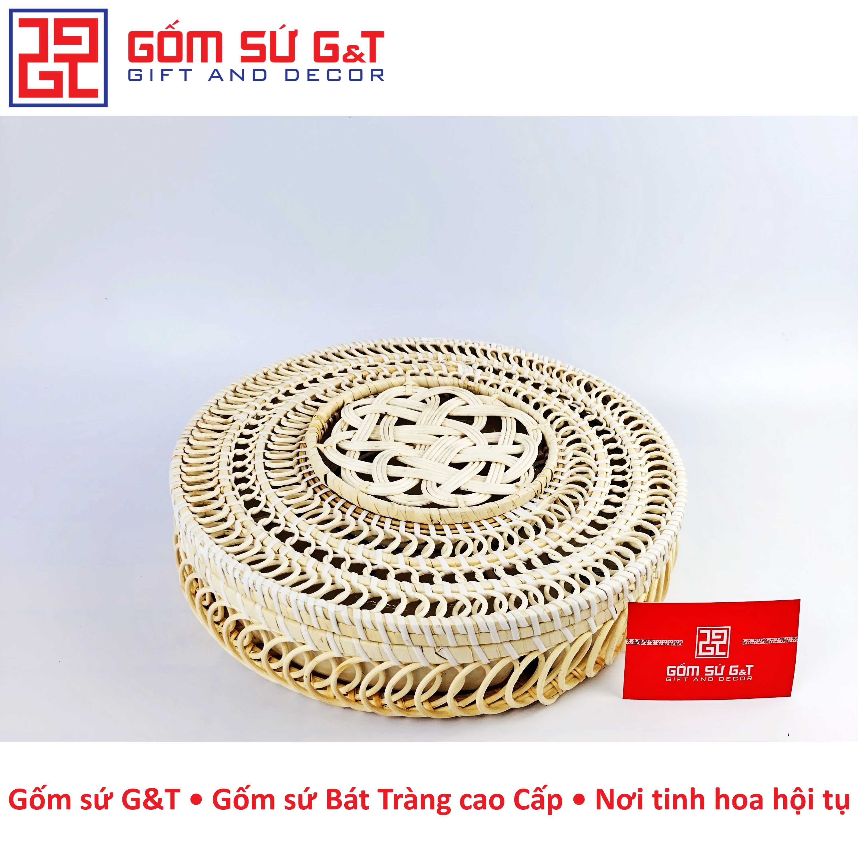 Khay mứt tết vẽ hoa sen Gốm Sứ G&amp;T