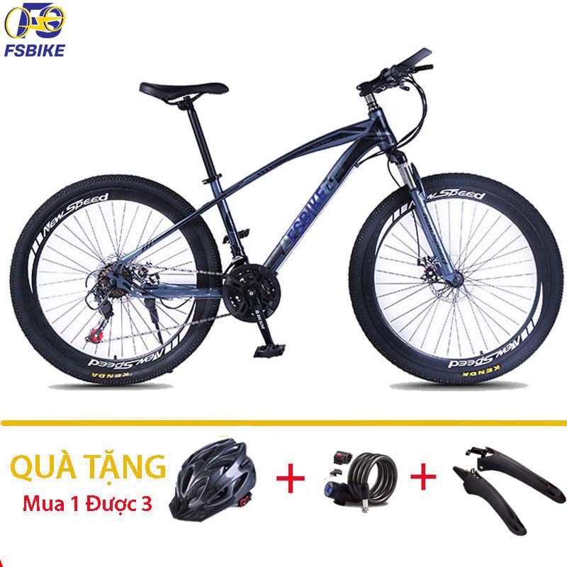 Xe Đạp Thể Thao Địa Hình FSBike NS-06 Vành 26 inch 24 Tốc Độ+ Mũ Bảo Hiểm,Khóa Dây Và Chắn Bùn