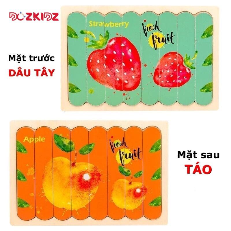 Đồ chơi gỗ ghép hình - Tranh ghép hình que 2 mặt bằng gỗ - DOZKIDZ