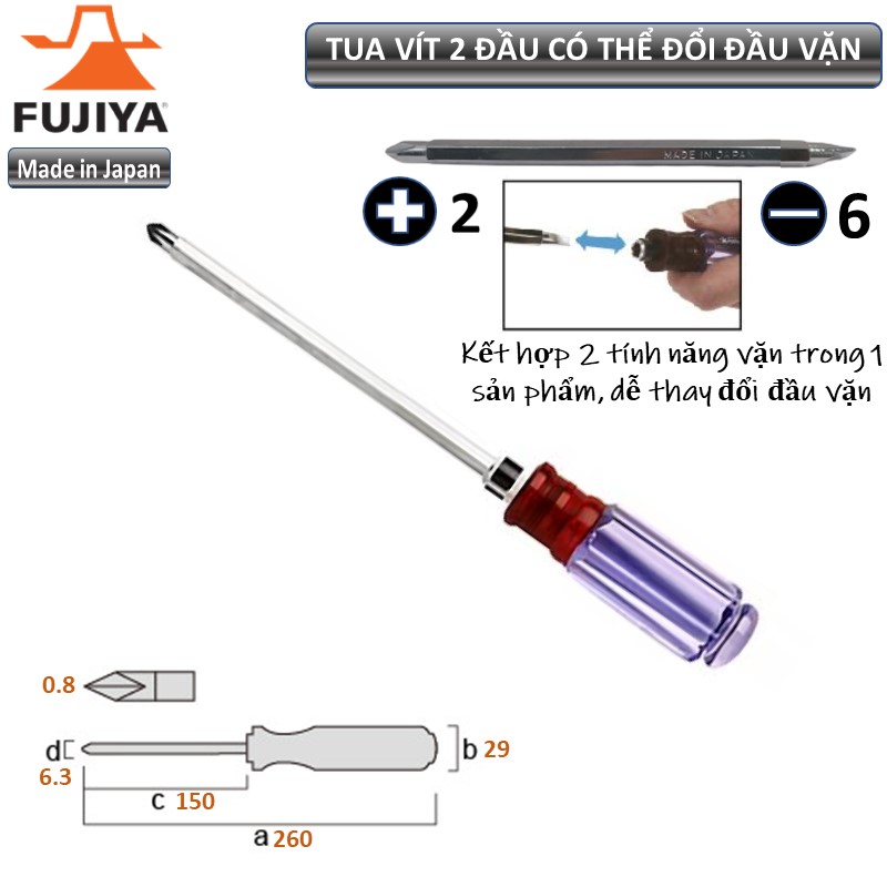 Tuốc nơ vít điện- tua vít điện đầu dẹt màu xanh Fujiya FESD-6-150 made in Japan