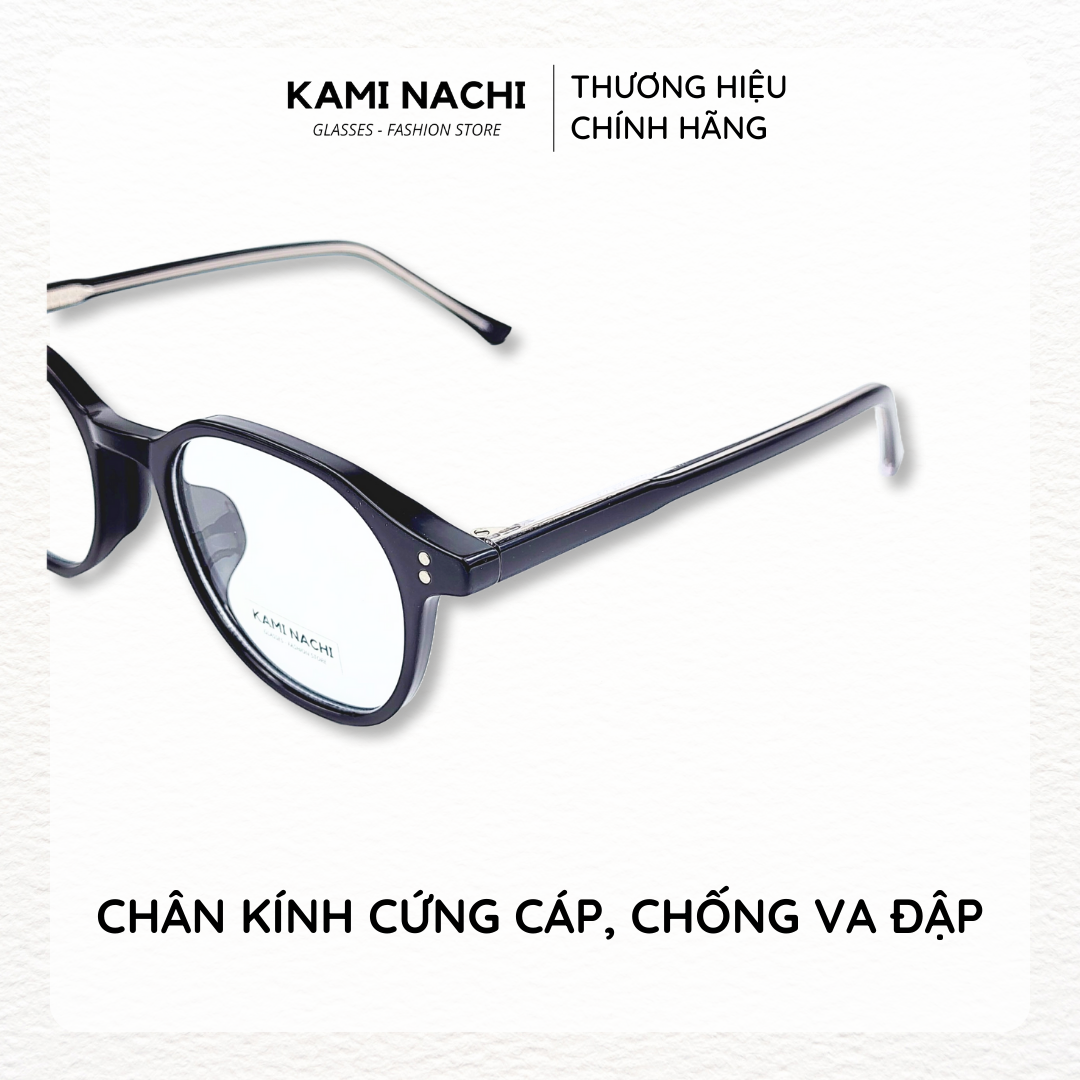 Gọng kính Acetate dáng vuông, có tròng chống Ánh Sáng Xanh KAMI NACHI phong cách hiện đại ĐK