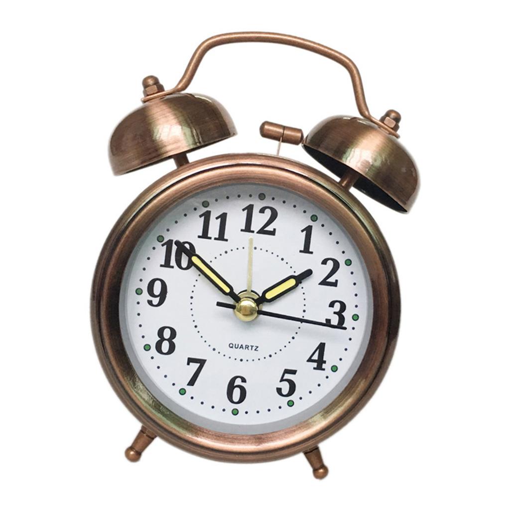 Retro Twin Bell Alarm Clock Battery Operated Loud Alarm Clock Bronze Color