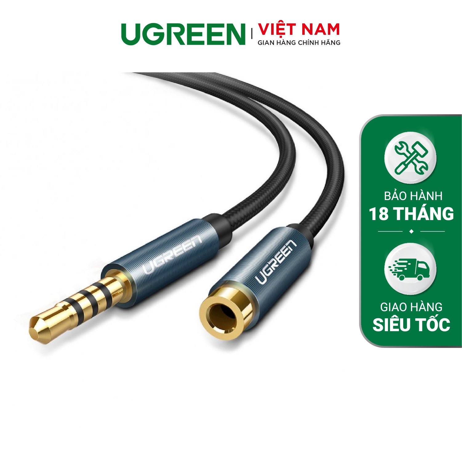 Cáp nối dài loa Ugreen 40673 dài 1m chính hãng hỗ trợ mic