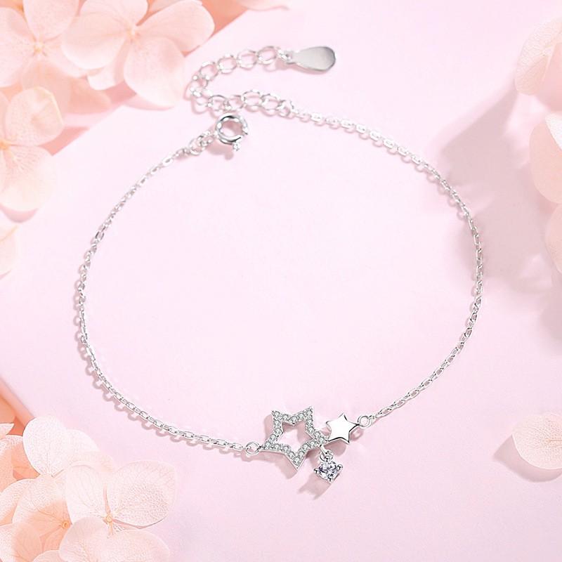 Vòng tay nữ bạc Ý s925 sao gắn sao thả đá biển S0061 - AROCH Jewelry